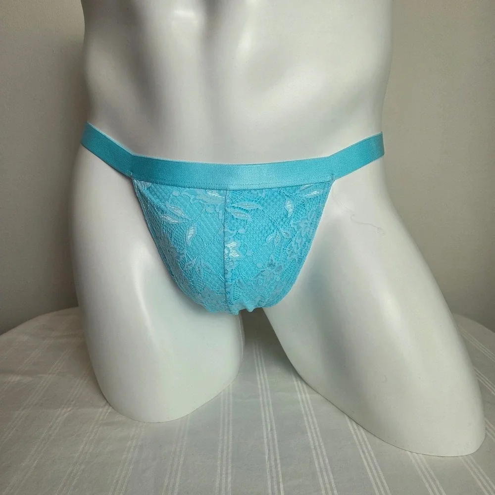 Cosabella Light Blue Floral Lace‎ Thong Underwear Mens Sexy Intimate Briefs